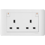 Schneider Electric 施耐德電氣 E84T25 WE Zencelo 13A 兩位連保護門有掣插座連開關指示 (凝白)